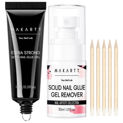 Makartt nail glue solid texture tube design for spill-free application and strong adhesion.