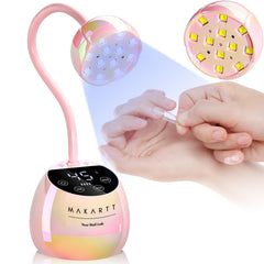 Makartt UV LED Nail Lamp with gooseneck enables precise angled curing for even gel results.