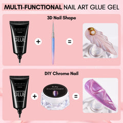 Makartt Nail Rhinestone Glue 60ml curing led lamp depicts fast drying under UV.