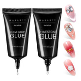 Makartt nail rhinestone glue gel set bottle close-up for secure gem adhesion