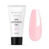 Makartt Poly Nail Gel light pink bottle shows smooth, even application for natural-looking extensions.