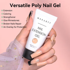Makartt poly nail gel set dual-forms and slip solution simplify sculpting.