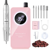 Makartt Rechargeable Nail Drill LCD display shows speed and battery for precise control.