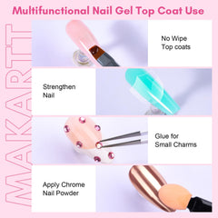 Makartt top coat long-lasting shine on nails in bright light