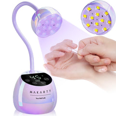 Makartt UV LED Nail Lamp gooseneck angle enables flexible curing for hard-to-reach nails.
