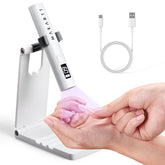 Makartt UV Nail Lamp with Stand demonstrates hands-free curing using the adjustable stand.