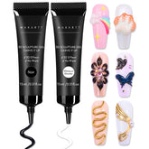 Makartt Whiteout Wonder 3D gel nail art on swatch shows crisp white accents for intricate designs.