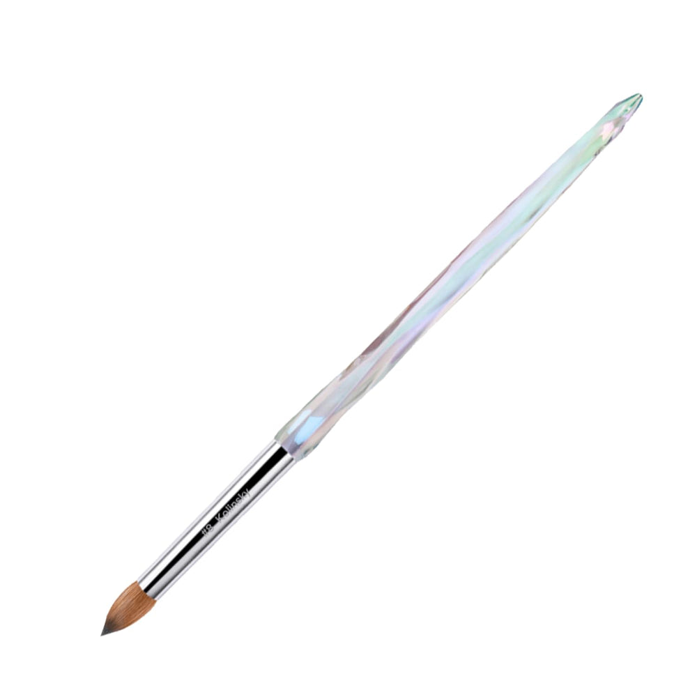 MakarttPro Kolinsky Crimped Brush close-up highlights premium bristles for precise acrylic work.