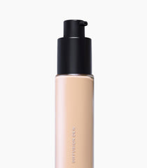 MAKE Diffusion Dew Skin Tint swatch on skin demonstrates sheer-to-medium coverage.