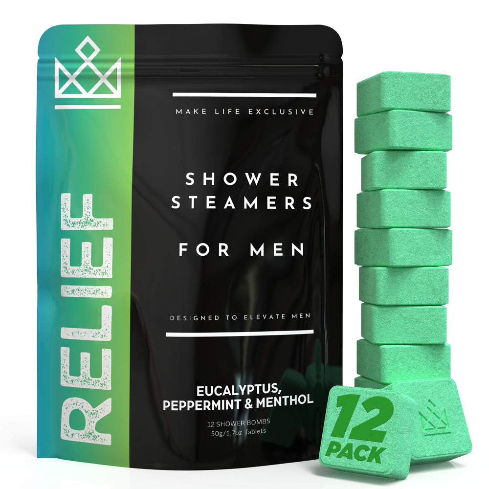Make Life Exclusive shower steamer relief eucalyptus closeup supports breathing comfort.