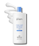 Makeprem Defense Me Sun Fluid bottle with non-greasy UV protection for face and body