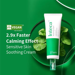 MAKEP:REM INTECA cream application demonstrates quick calm on stressed skin.