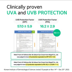 Skin sample shows MAKEP:REM UV Defence me velvet matte finish for smooth look.
