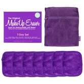 The MakeUp Eraser Original Queen Purple 7ct pack shows water-only makeup removal for busy mornings.