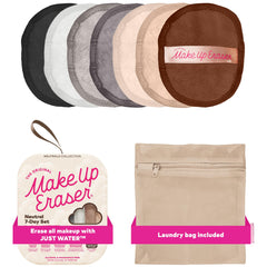 MakeUp Eraser seven-day set packaging shows reusable cloths for travel-friendly skincare.
