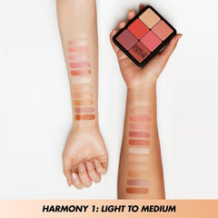 Make Up For Ever HD Skin Face Essentials Palette Harmony 1 cream shades blending for seamless coverage.
