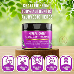 Makof Beauty Chebe Magic ingredients with rosemary and moringa for nourished hair.
