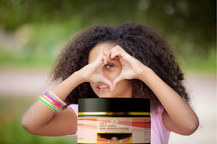 MAKOF BEAUTY Kid's Hair Growth Grease label closeup highlights plant-based ingredients.