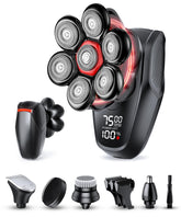 MALEGEBAZ head shaver with LED display shows battery status for on-the-go grooming
