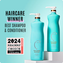 Label closeup highlights vegan, sulfate-free formula and mineral protection details.