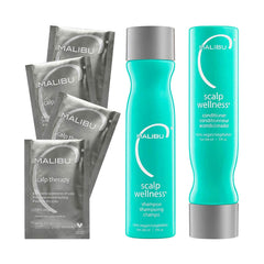 Malibu C Scalp Wellness Shampoo bottle pours for easy application and refreshing cleanse.