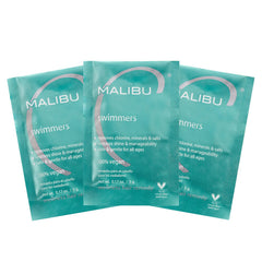 Malibu C Swimmers Wellness Remedy packets shown, convenient for quick poolside detox and detangling.