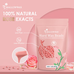 Mallowwax pink rose wax beads closeup highlighting rose infusion for soothing sessions