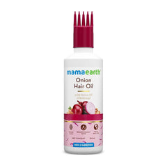Mamaearth Onion Hair Oil bottle—daily scalp nourishment for all hair types.