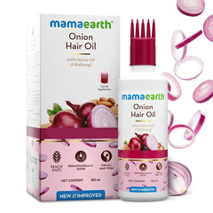 Close-up of scalp massage with Mamaearth Onion Hair Oil for nourished roots.