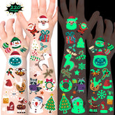 Mamatety Christmas tattoos featuring Santa Claus glow for festive party fun.