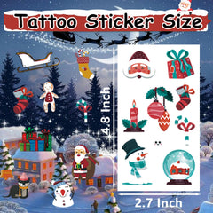 Mamatety Christmas tattoos snowman-penguin glow design adds whimsy to winter fun.