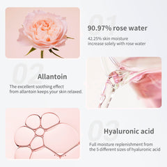 Mamonde Rose Water Toner moisture droplets close-up shows hydration boost potential.