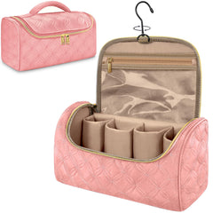 Mancro padded carrying case shows Dyson Airwrap compatibility with pink finish for easy travel organization