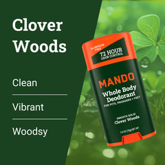 Mando 72-hour odor control claim highlighted on packaging inspires confidence.