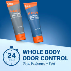 Mando Acidified Body Wash Pro Sport label highlights SLS-free formula