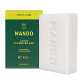 Mando Acidified Cleansing Bar lather closeup shows odor control and skin hydration.