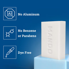 Mando acidified-cleansing-bar-odor-control-24h highlights 24-hour odor control after shower.