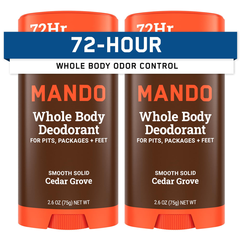 Mando Cedar Grove deodorant stick front view showing long-lasting odor control