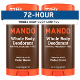 Mando Cedar Grove deodorant stick front view showing long-lasting odor control
