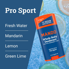 Mando deodorant application swatch shows smooth solid glide.