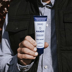 Mando Invisible Cream texture highlighting skin-safe, aluminum-free formula.