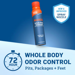 Mando Invisible Spray underarm application demonstrates quick-dry, skin-friendly protection.