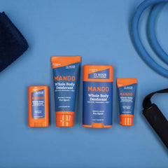 Mando Pro Sport scent packaging closeup conveys durable, fresh scent for workouts