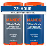 Mando whole body deodorant Mt Fuji stick two-pack on a clean surface for all-day odor control.