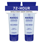Mando Whole Body Deodorant Pro Sport jar close-up showing creamy texture for odor control.