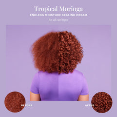 Hands applying The Mane Choice sealing cream to damp hair demonstrates easy hydration