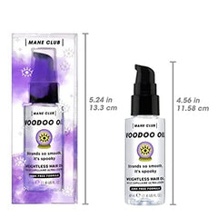 MANE CLUB VOODOO OIL on curly hair demonstrates frizz-free styling