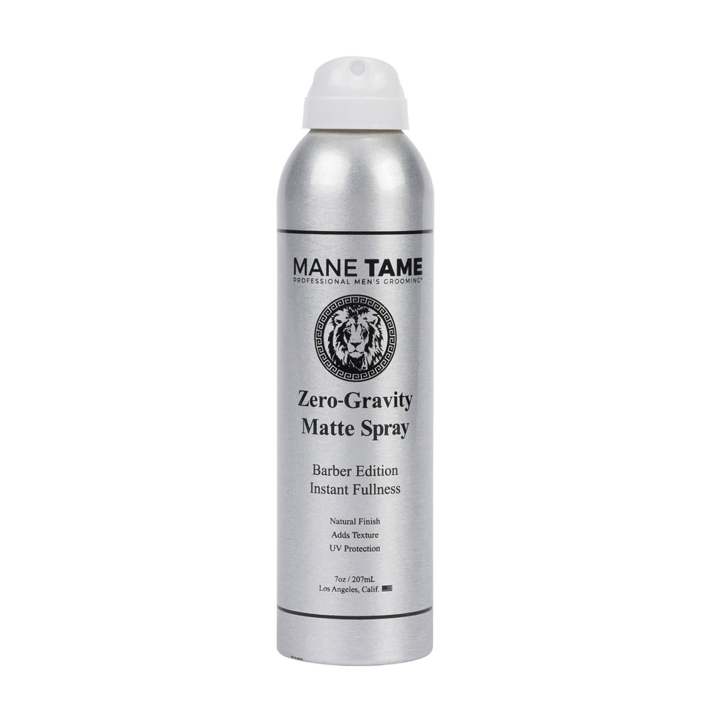 Mane Tame Zero-Gravity bottle showing the matte spray for fuller hair