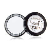 MANIC PANIC Goth White Foundation bottle demonstrates velvety cream-to-powder texture for bold base