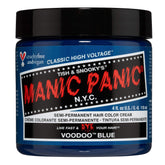 MANIC PANIC Voodoo Blue bottle shows vibrant shade for DIY color looks.